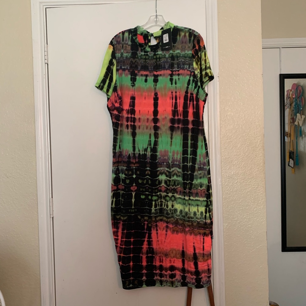Fashion Nova Blurred Lines Tie Dye midi dress